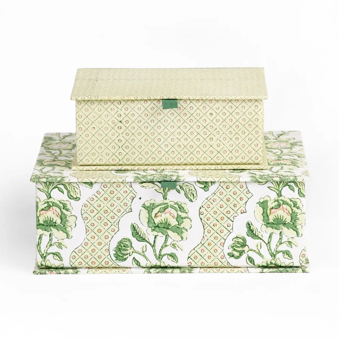 Hand Block Print Keepsake Box, Set of 2