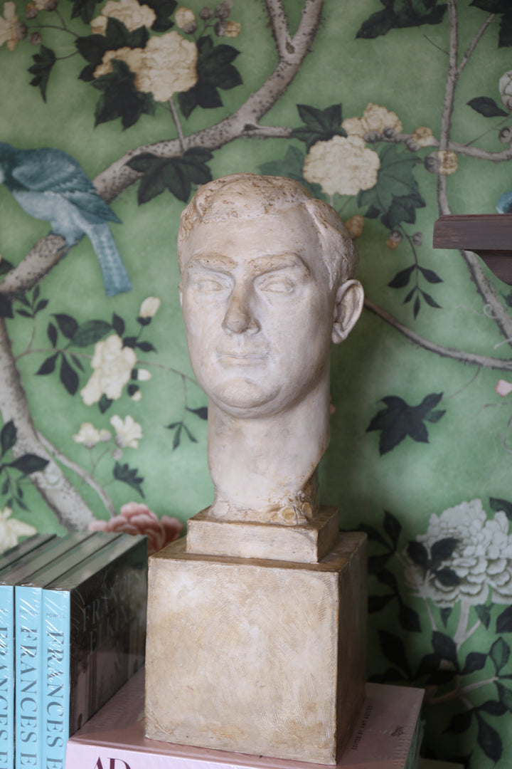 Antique French Plaster Bust, Signed & Dated, 1927