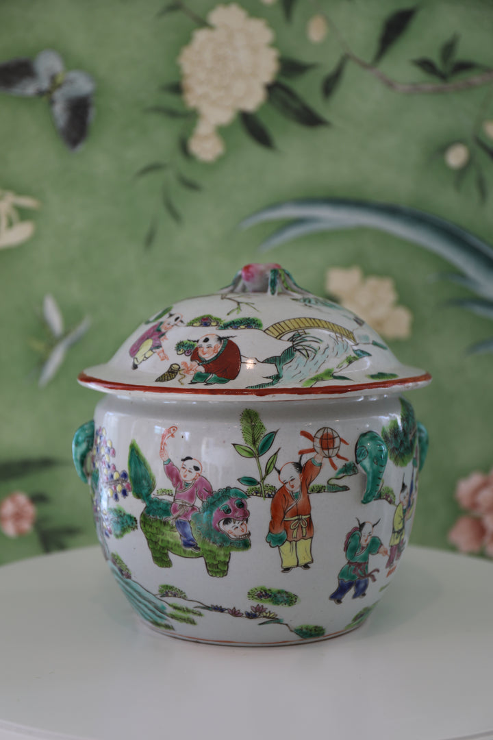Chinese Famille Rose Lidded Pot, circa 1900