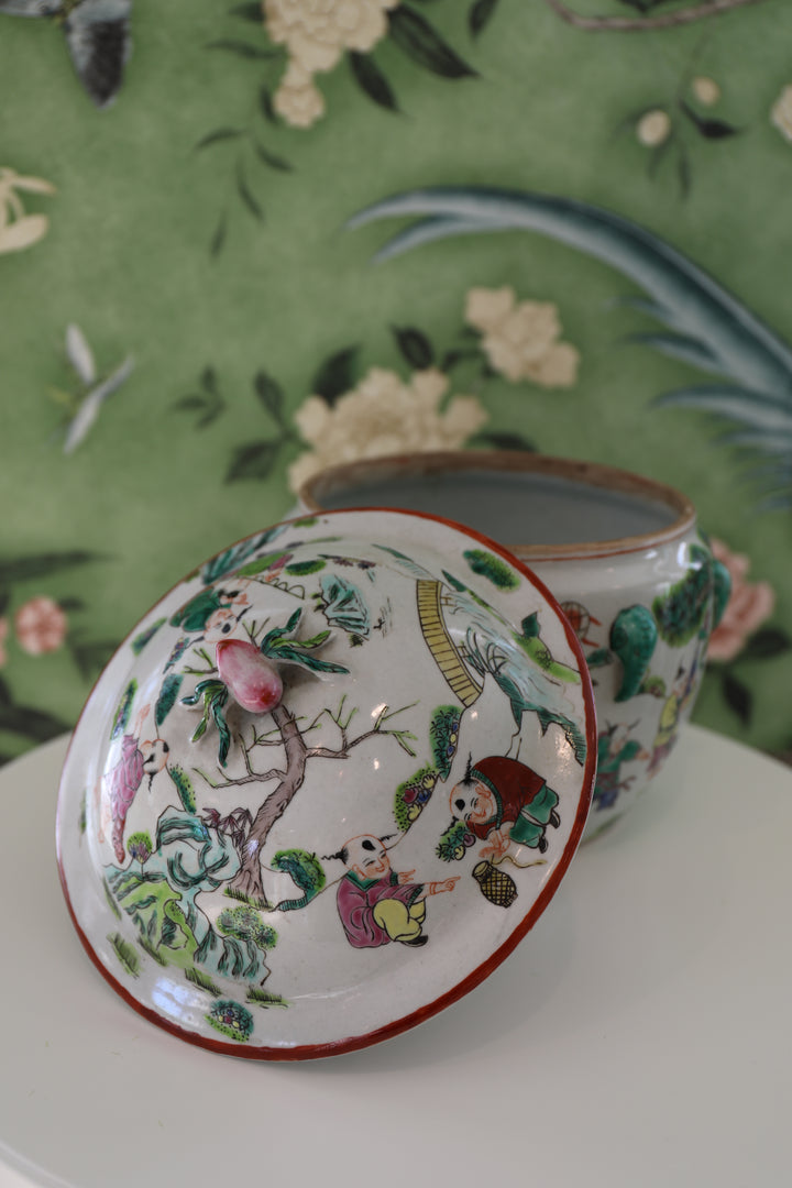 Chinese Famille Rose Lidded Pot, circa 1900