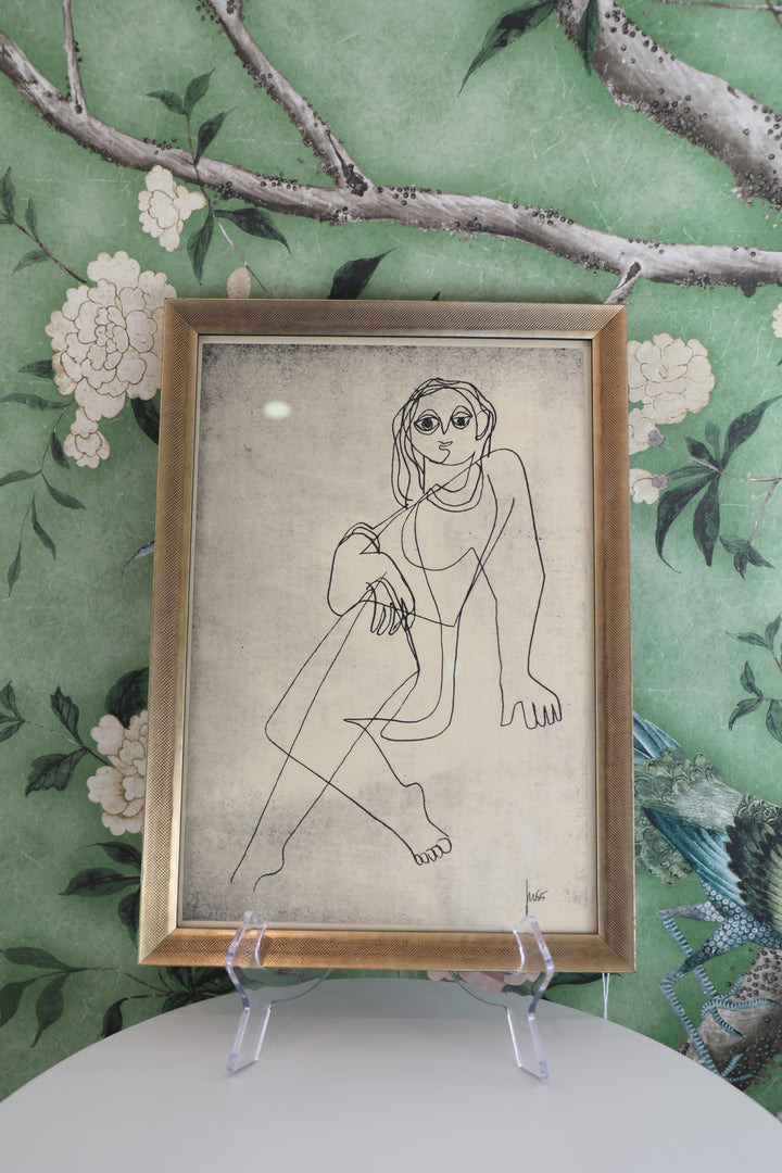 Midcentury Figurative Lithograph, Unknown Artist (1965)