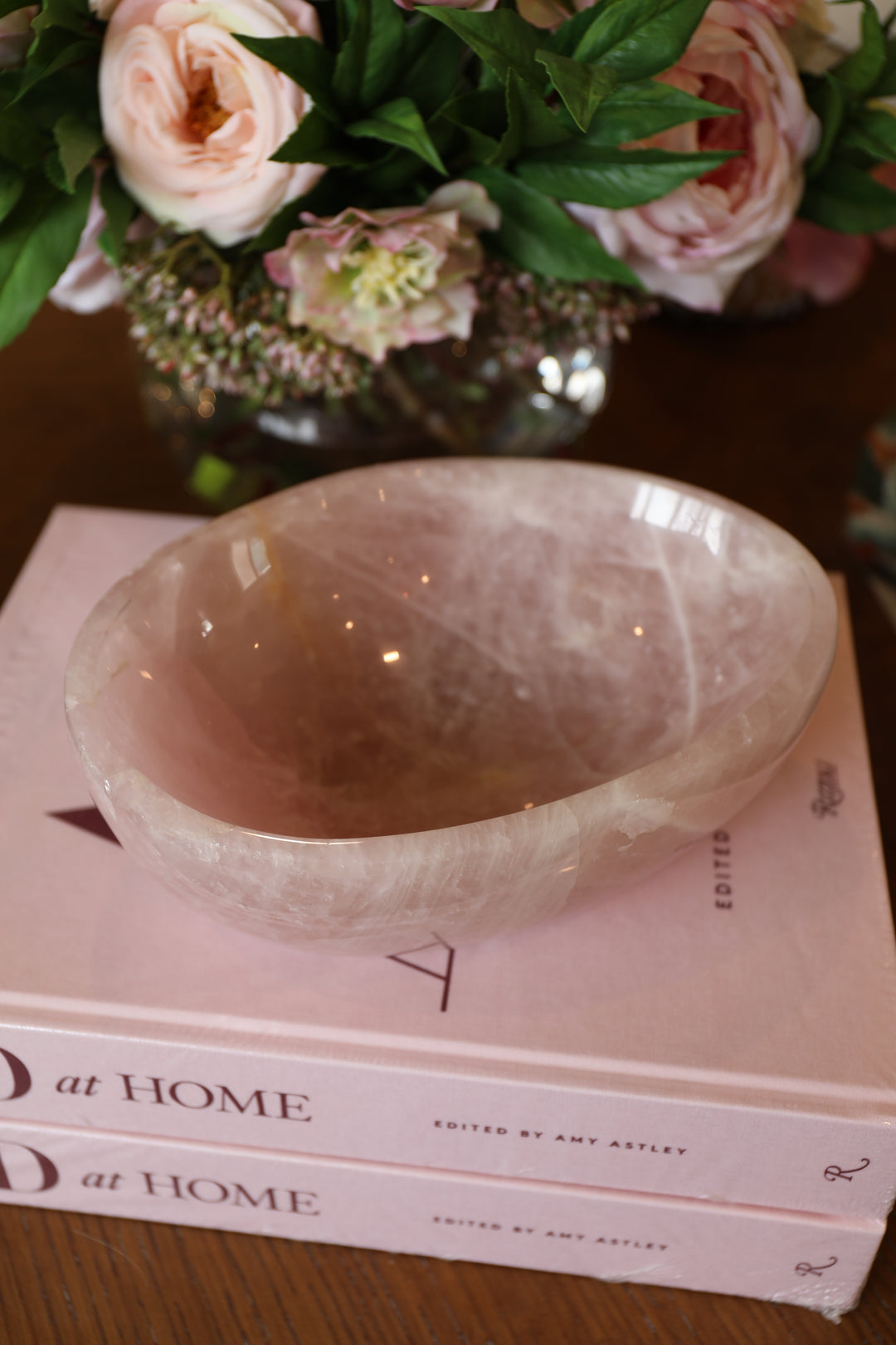 Hand Carved Rose Quartz Bowl