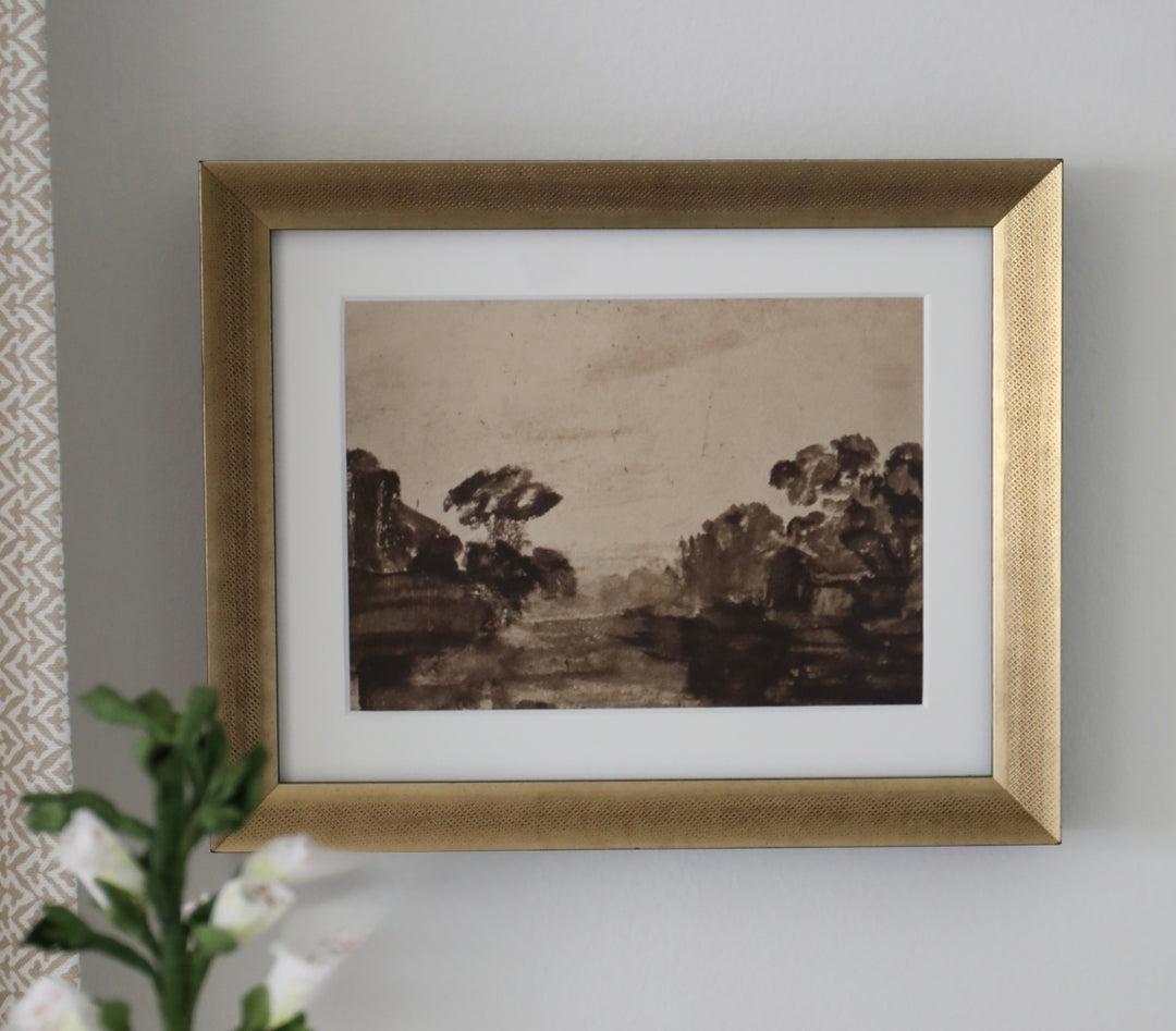 French Original Watercolor of Provence Riverside, Unknown Artist, 10"Wx8"H, Provence