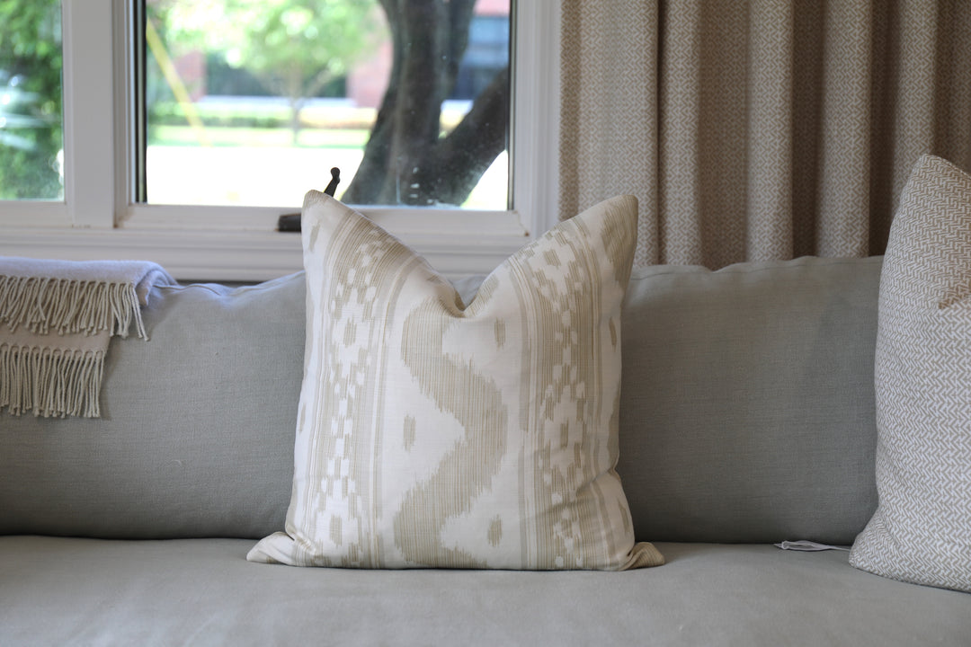 "Bali Hai" Beige on Tint by Quadrille, 18x18 Pillow