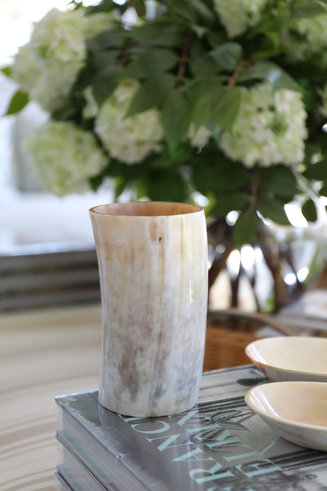 Genuine Horn Flower Vase, 6x3.5"