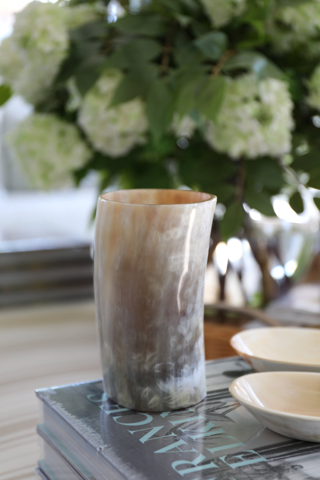Genuine Horn Flower Vase, 6x3.5"