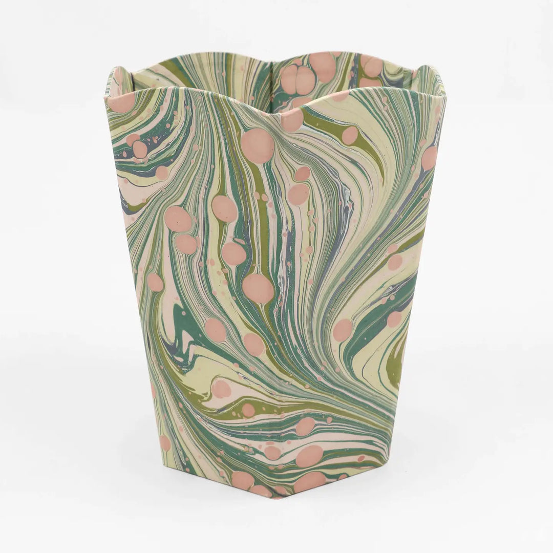 Marble Scalloped Waste Bin
