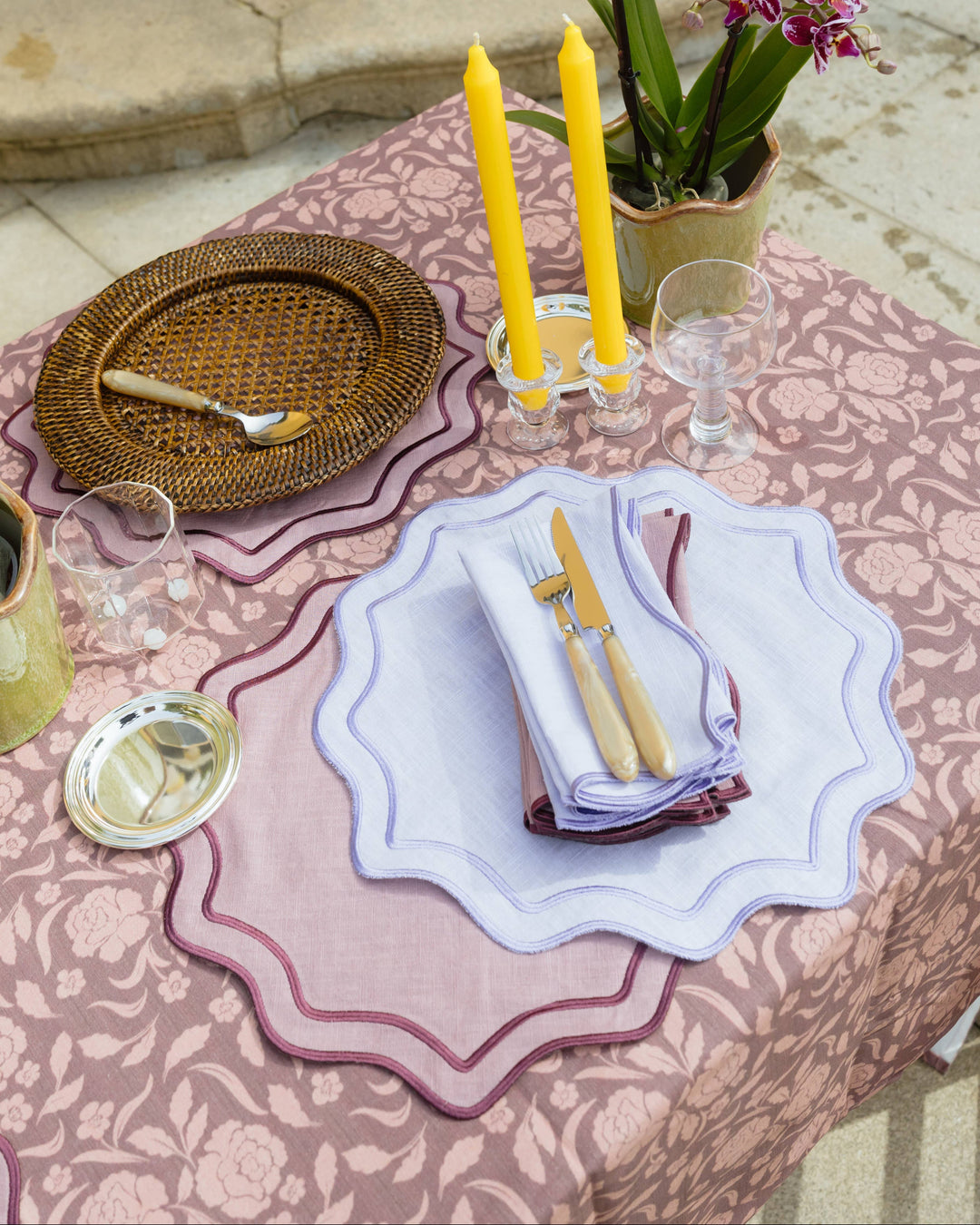 Linen Placemat, Violet with Violet