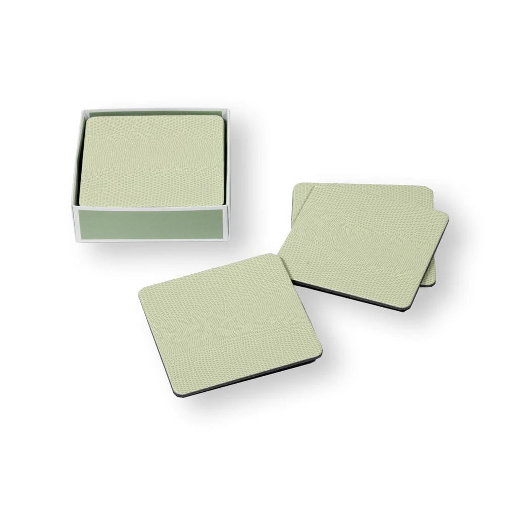 Moss Green Lizard Coasters, Set of 8