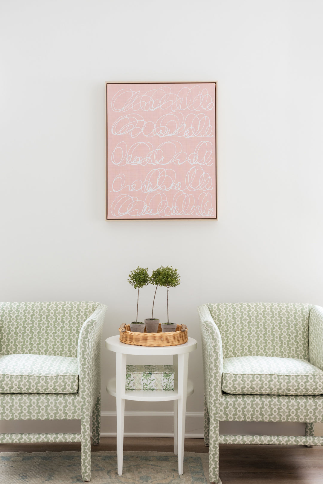 Kayce Hughes Original Art; White on Pink "Love Notes"