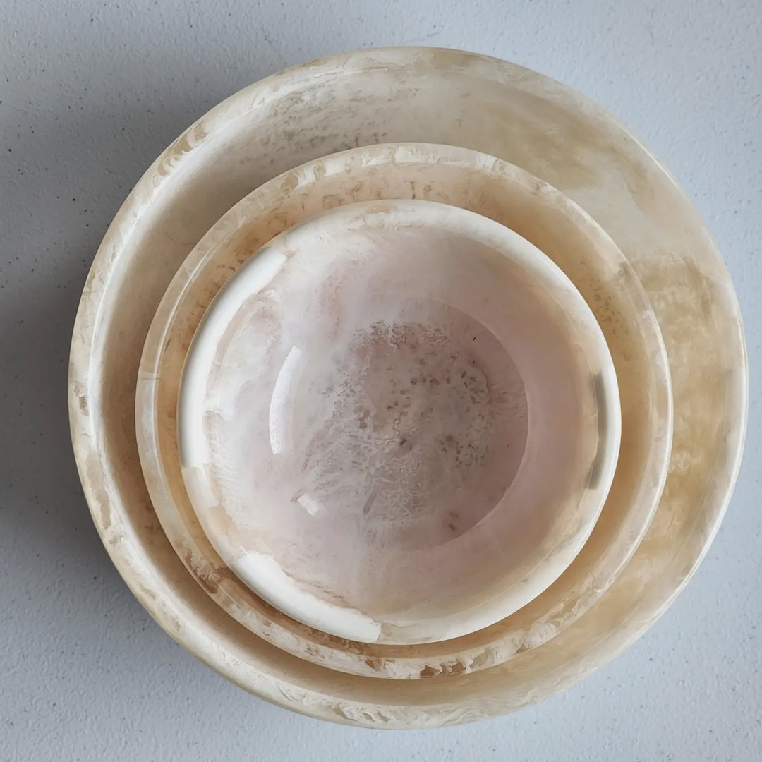 Serving Bowl Set of 3 - Hand-Poured Ivory Resin