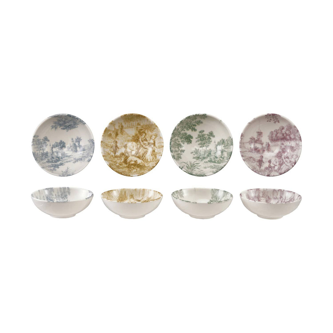 Stoneware Toile Bowl, Multi Color