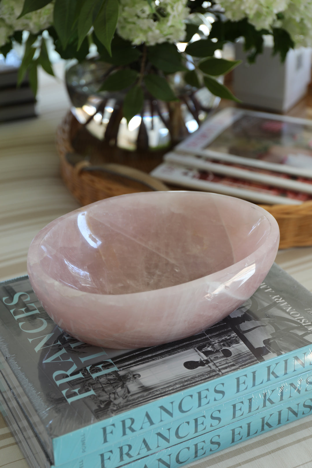 Hand Carved Rose Quartz Bowl