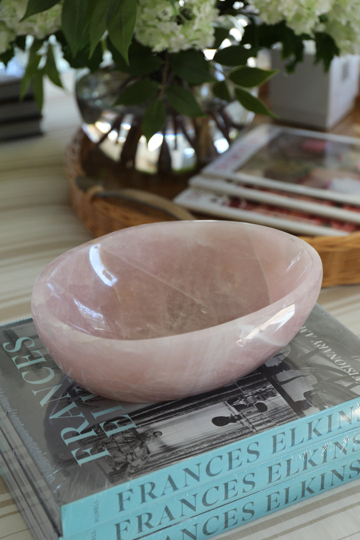 Hand Carved Rose Quartz Bowl