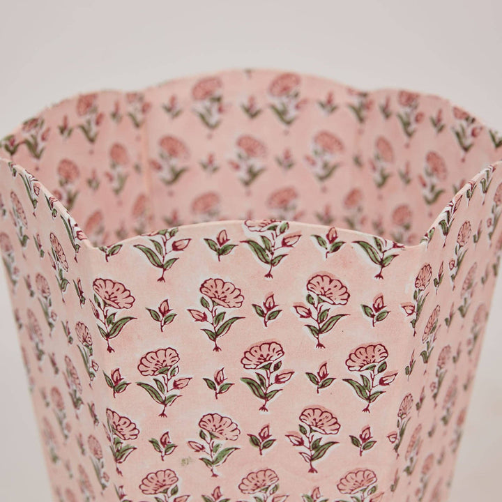 Block Printed Waste Paper Basket - Ditsy Floral Blush