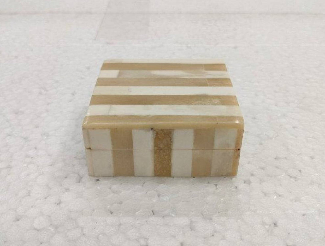 X-Sm. Bone Striped Decorative Box