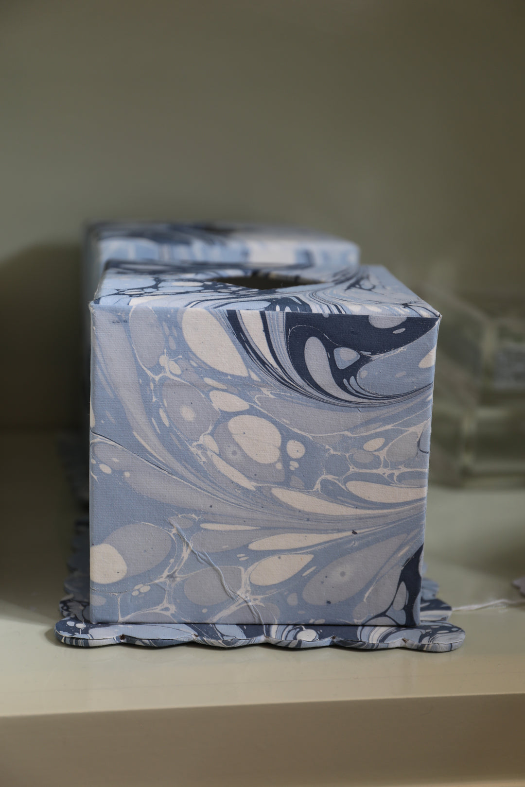 Hand Marbled Scallop Tissue Box Cover