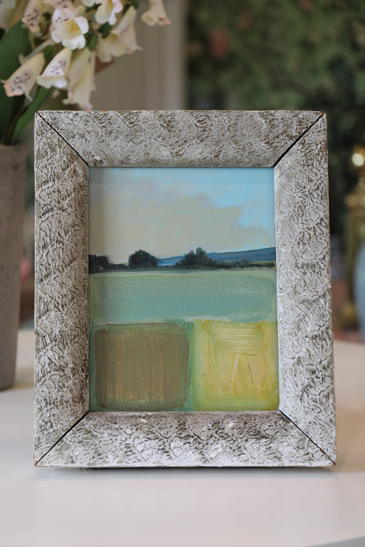 Pierre Jacaud Original, Abstract Oil Tabletop Painting with Antique Frame (2025)
