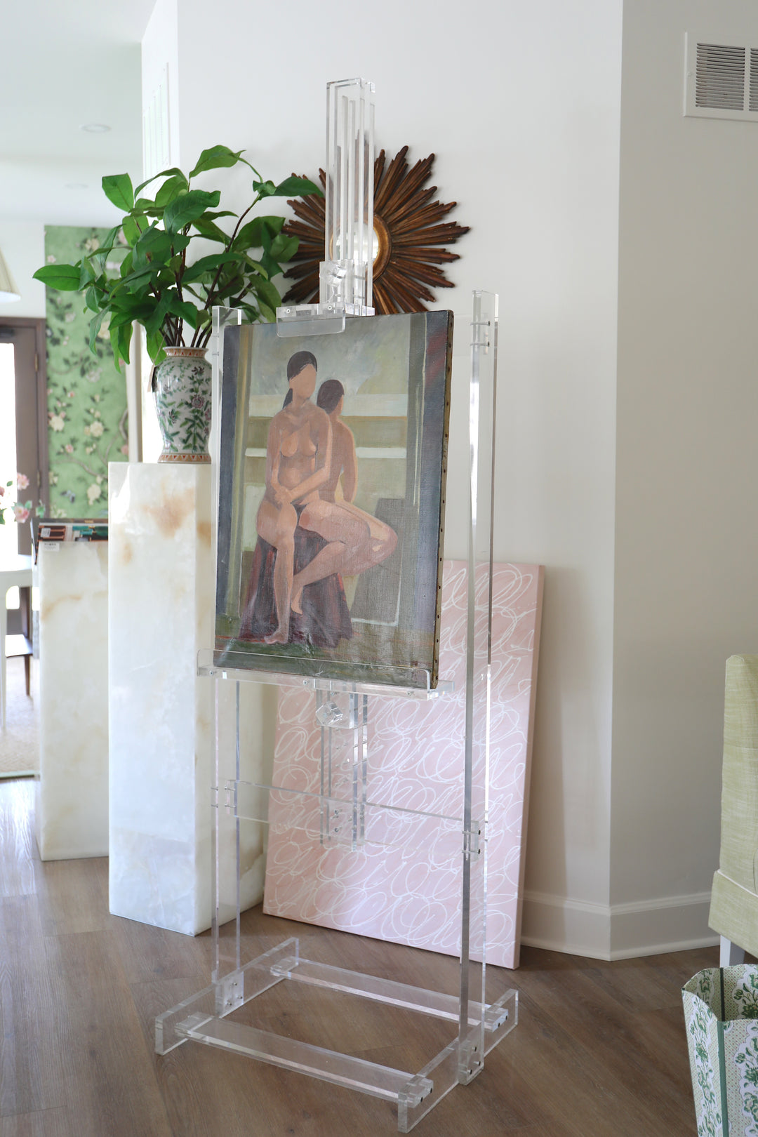 Monumental  French Lucite Easel, C. Late 20th Century.  7 ft. H" One-of-a-kind.
