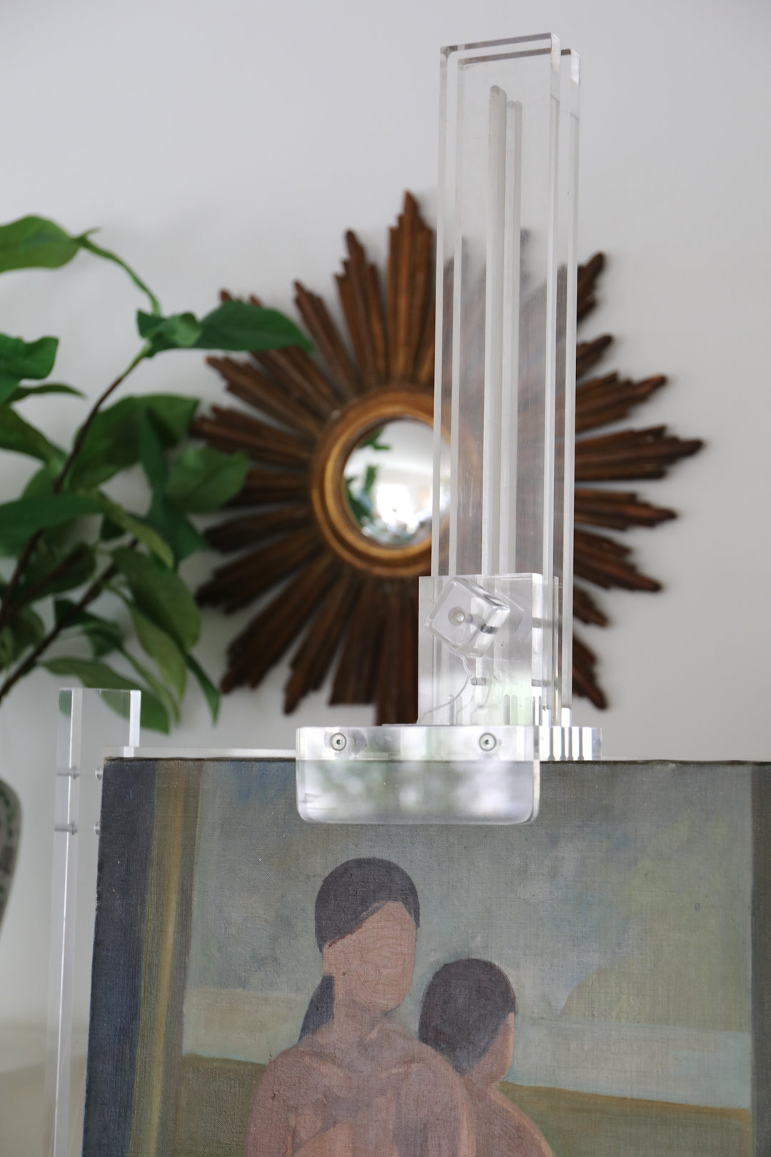 Monumental  French Lucite Easel, C. Late 20th Century.  7 ft. H" One-of-a-kind.