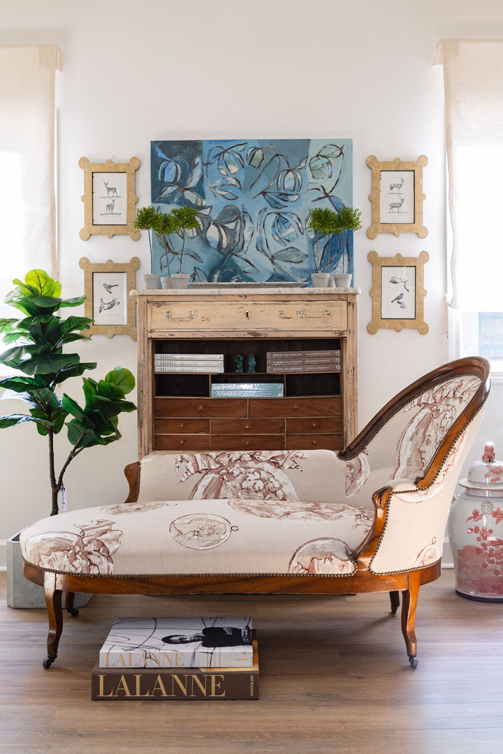 One of a Kind Late 19th Century Provincial Méridienne with Hand Painted Cameo Upholstery, 67"L x 38"H x 27"W