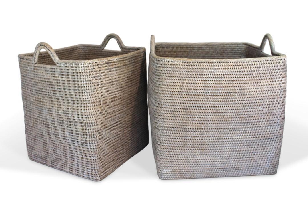 Square Set of 2 Nested Baskets w/ Loop Handles