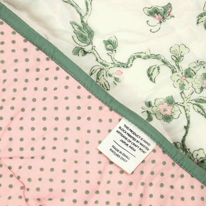 Hand Blocked Floral Quilt