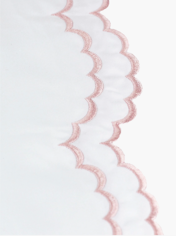 Double Scallop Embroidered Duvet Set- Twin / Pink