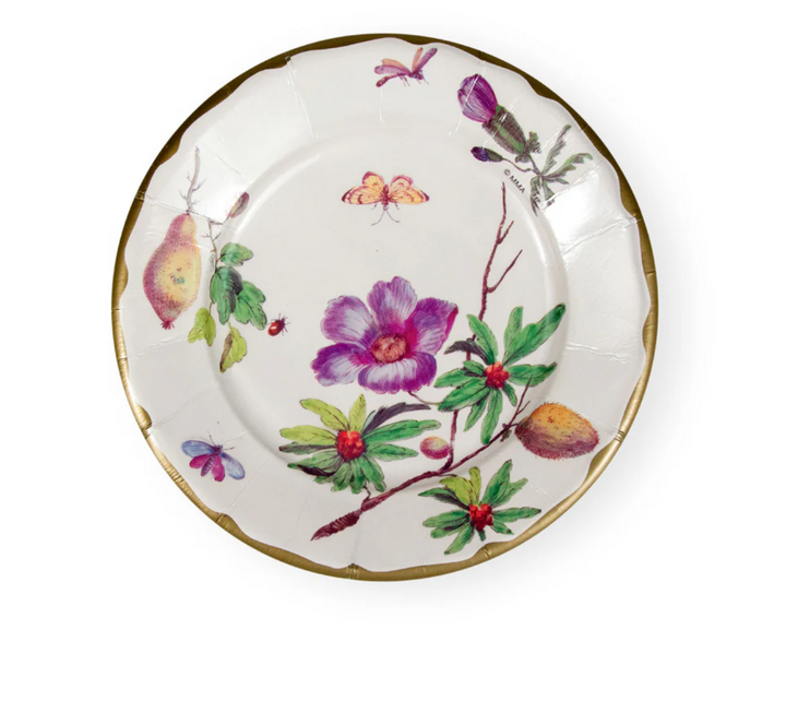 Porcelain Blooms Ivory Paper Salad/Dessert Plates | Set of 8