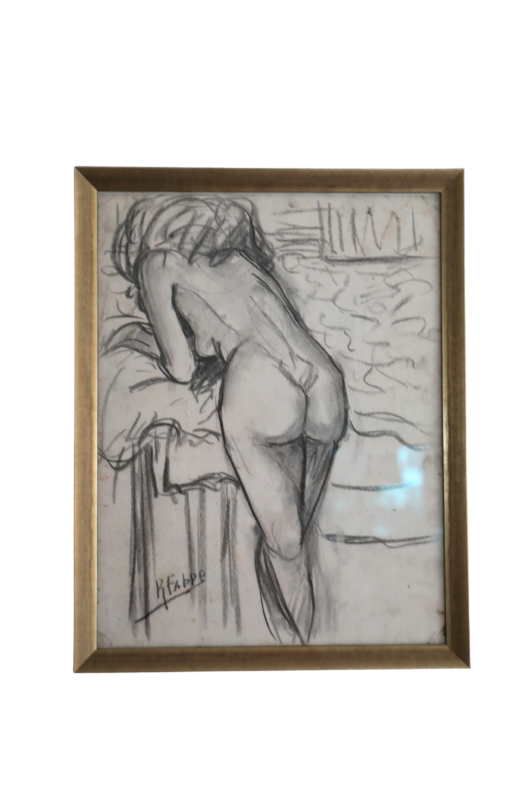Original Charcoal Nude Figure Study, (Robert Jean Fabre 1930-2013)