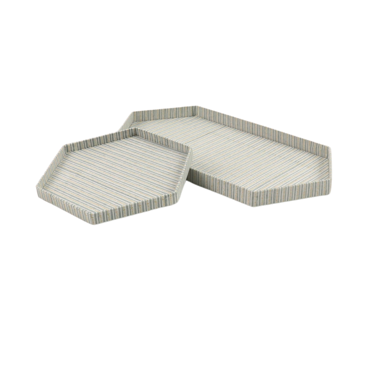 Clémence Hexagon Tray Set, Blue Mist