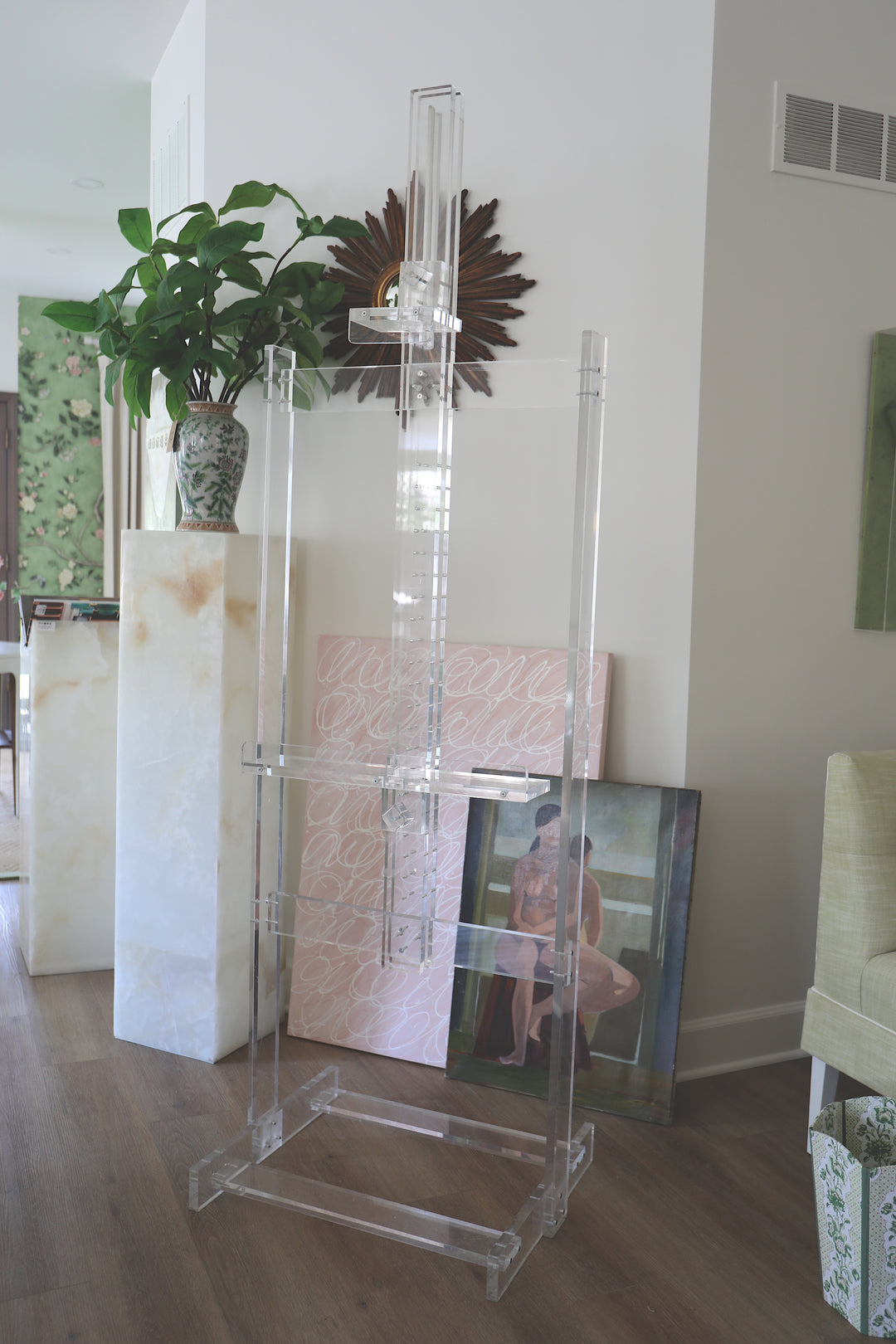 Monumental  French Lucite Easel, C. Late 20th Century.  7 ft. H" One-of-a-kind.