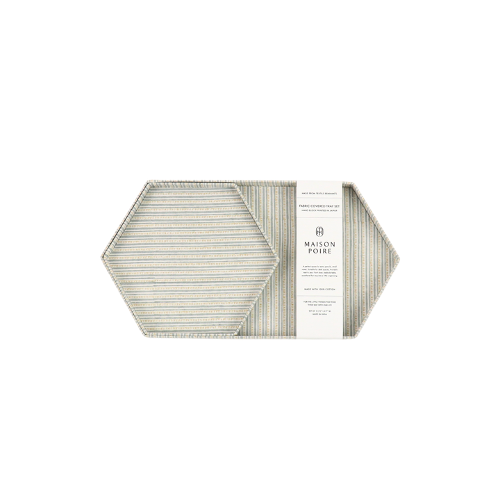 Clémence Hexagon Tray Set, Blue Mist