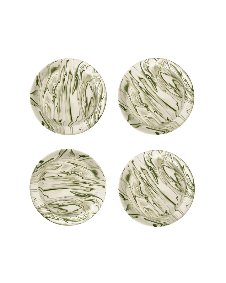 Marbled Olive Salad Plate - Set of 4