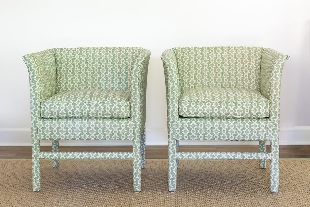 Highland House Catbird Tight Seat Chair - Starting at 2925.00 | As shown with Sister Parish "Clara B" in Green 4237.80