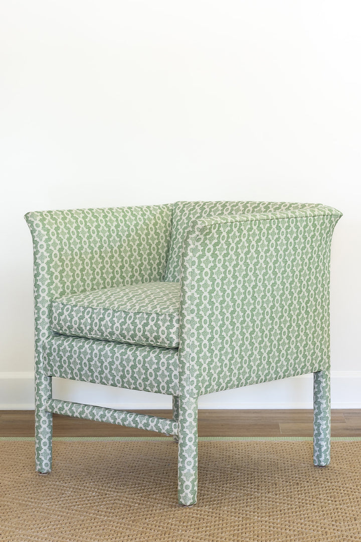 Highland House Catbird Tight Seat Chair - Starting at 2925.00 | As shown with Sister Parish "Clara B" in Green 4237.80
