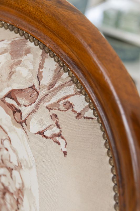 One of a Kind Late 19th Century Provincial Méridienne with Hand Painted Cameo Upholstery, 67"L x 38"H x 27"W